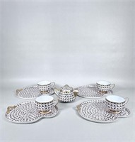 Japanese Flower and Gilt Luncheon Plates Cups