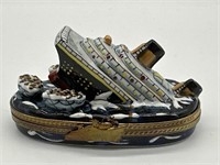 Limoges Sinking Titanic Peint Main Trinket Box