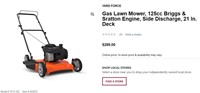 E8069 21" Side Discharge Gas Lawn Mower, 125cc