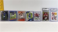 7 NFL CARDS W/ 2 PATRICK MAHOMES GRADED 9 & 10
