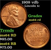 1909 vdb Lincoln 1c Grades Choice Unc RD