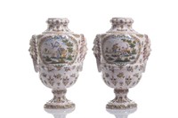 PAIR OF FRENCH FAIENCE PORCELAIN VASES