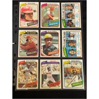 (9) 1980 Topps Baseball Stars/hof High Grade