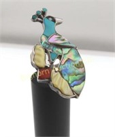 Peacock Ring Size 7.75 Sterling Silver Abalone