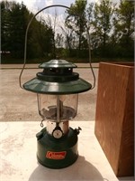 1972 Green Coleman Lantern in Wooden Crate