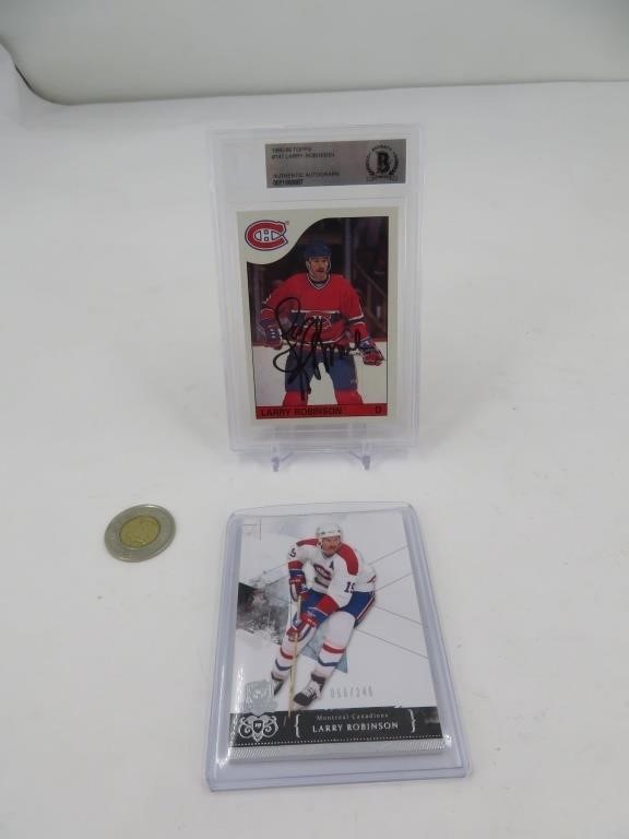 2 cartes de hockey Larry Robinson dont une gradée