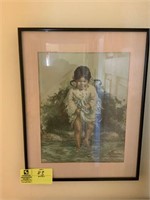 indian child in water print 14.5" x 18.5"