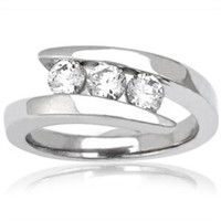 3 stone 14K White Gold and Diamond Journey Ring