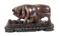 CHINESE HARDSTONE PIG & PIGLETS STATUE