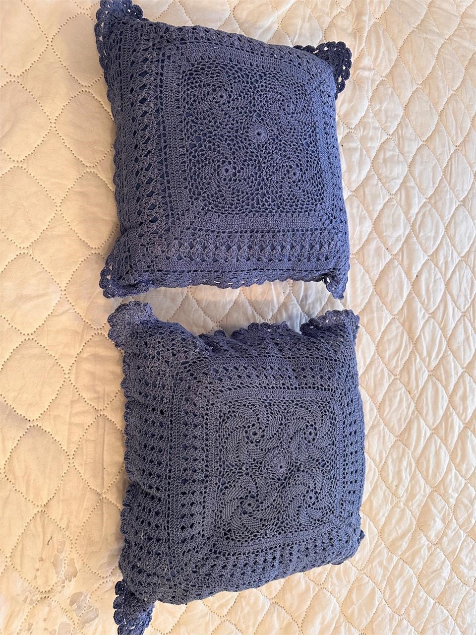 2 small crochet pillows