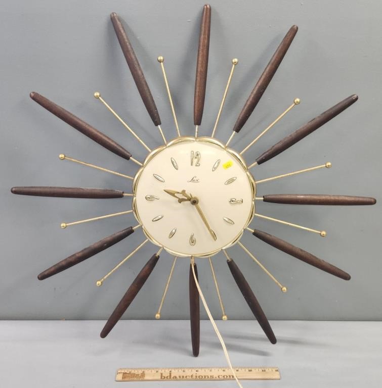 Lux Wall Clock Mid-Century Modern MCM Starburst