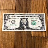 2017 US 1 Dollar Banknote - Fancy Serial Number