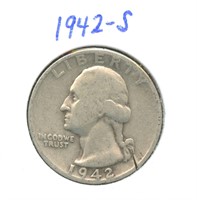 1942-S Washington Silver Quarter