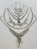 Large Lot Of 20's To 50's Rhinestone Necklaces