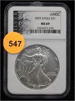 MS69 NGC 2003 Silver American Eagle