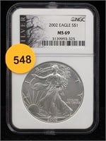 MS69 NGC 2002 Silver American Eagle