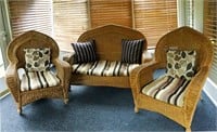 (3) Piece Wicker Set with Cushions