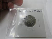 1867 Shield Nickel, no rays