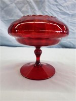 Vintage Red Glass Stem Dish