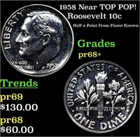 Proof 1958 Roosevelt Dime Near TOP POP! 10c Graded