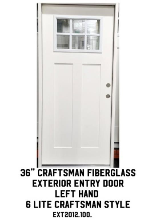 36" LH Craftsman Fiberglass Ext. Entry Door