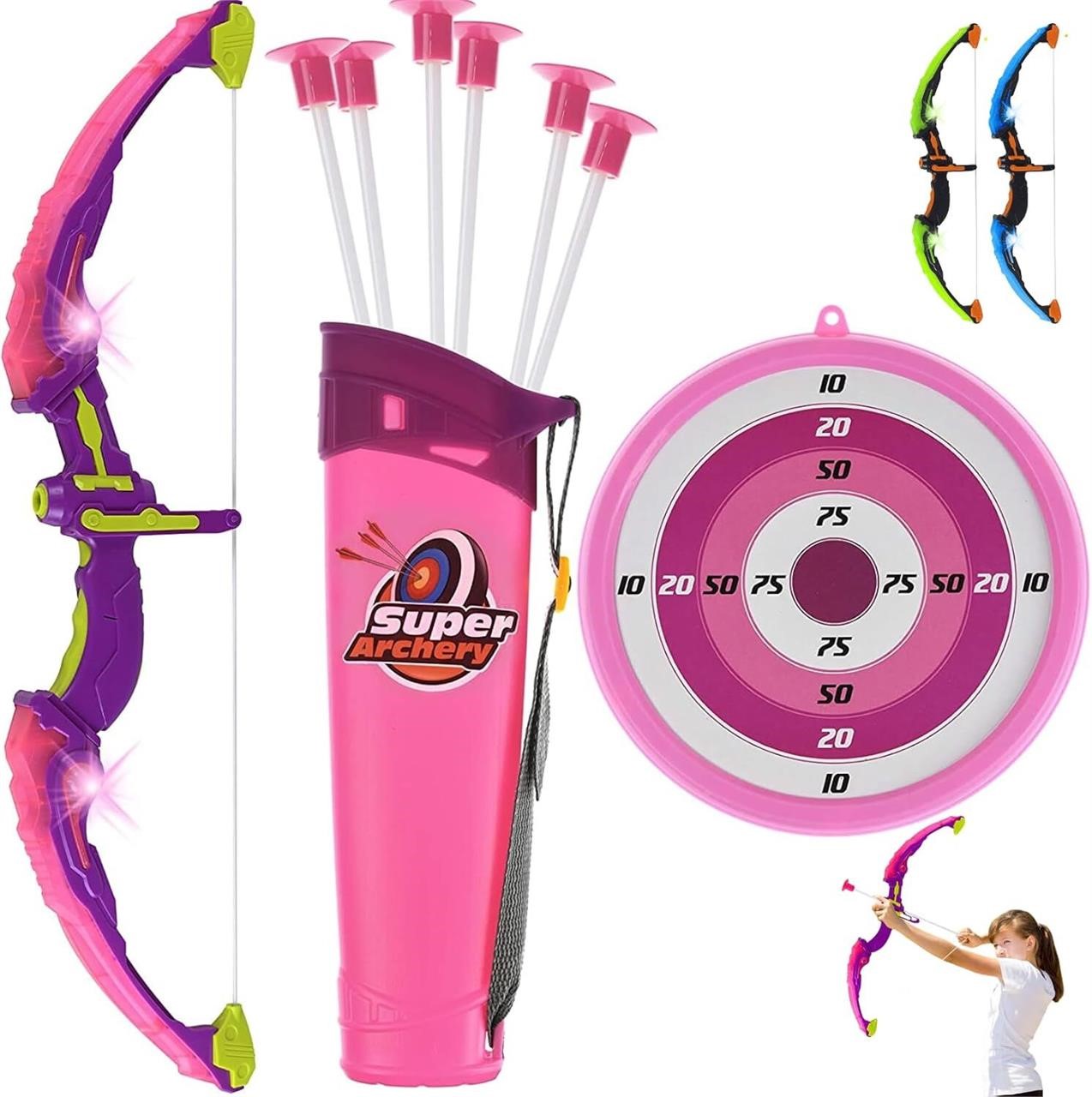 ToyVelt Kids Bow & Arrow Set  6 Arrows  Pink