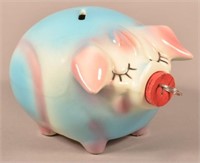 Vintage Hull Art-Pottery Corky Pig Still Bank.