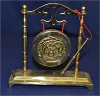 Small Solid Brass Oriental Hammer Gong Bell