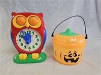 Vintage Tomy Owl Clock and McDonald's Pumpkin