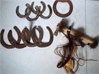 Old Horseshoes And Replica Peace Pipe