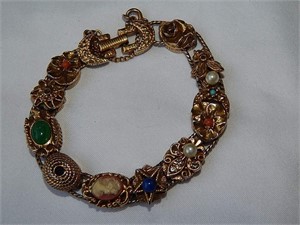 Goldette Vintage Slide Charm Bracelet