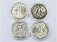 4 Walking Liberty Half Dollar: 1941- 42S 1944 - 45