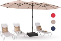 PHI VILLA 15ft Patio Umbrella  Outdoor(Beige)