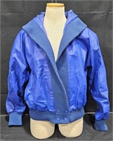 Blue Leather Ladies Hoodie Sz L Yucatan Bay