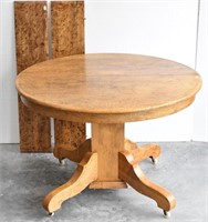 44" Round Lite Oak Dining Table 2 Leaves