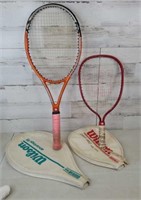 Pair of Metal Tennis Racquets w Covers