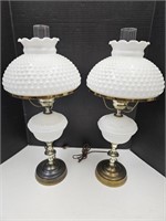 2 Milk Glass Table Lamps-  25" h