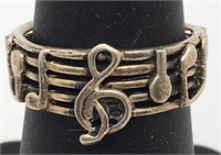 Sterling Silver Music Note Ring