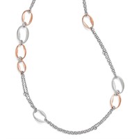 Sterling Silver  Scratch-finish 2-Chain Necklace