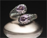 Sterling Silver And Amethyst "Two Loves" Ring