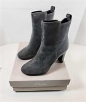 NEW Clarks Suede Heel Boots (Size: 9)