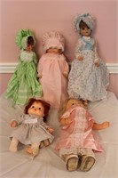5 dolls:  16 1/2" hard plastic 1968 Ideal Toy