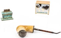 Antique Pipe and 2 Table Lighters
