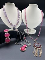 3- Costume Jewelry Necklaces & a Bracelet
