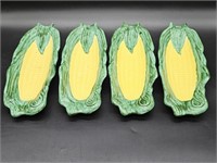 (4) Yellow & Green Ceramic Corn Holders