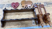 Plate and Cup Shelf, Wood Wall Sconces, Heart