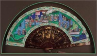 FRAMED 19TH C. CHINESE CANTON EXPORT PAINTED FAN
