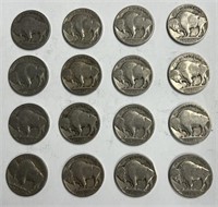 (16) Assorted Dates Buffalo Nickels