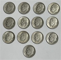 (13) 1946-1964 Silver Dimes 90% Silver Content