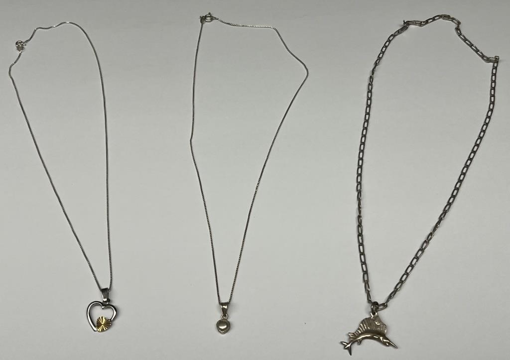 Lot of 3 Necklaces, All Marked .925!